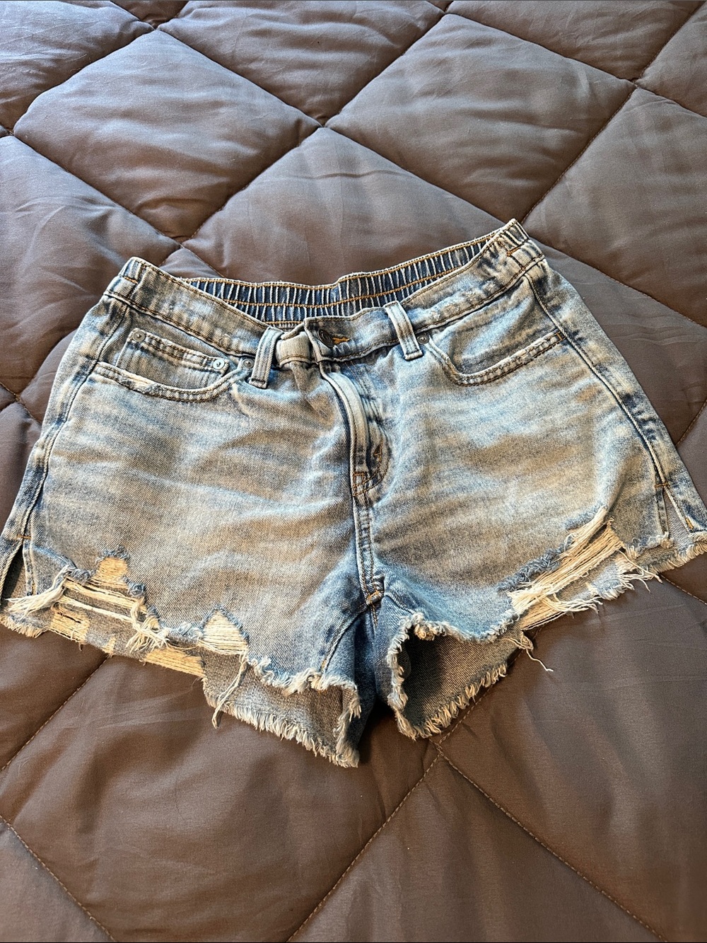 Aerie Light Blue Distressed Denim Shorts
